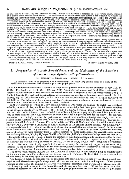 2. Preparation of p-aminobenzaldehyde, and the mechanism of the reactions of sodium polysulphides with p-nitrotoluene