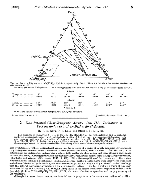 2. New potential chemotherapeutic agents. Part III. Derivatives of diphenylamine and of αα-diphenylmethylamine