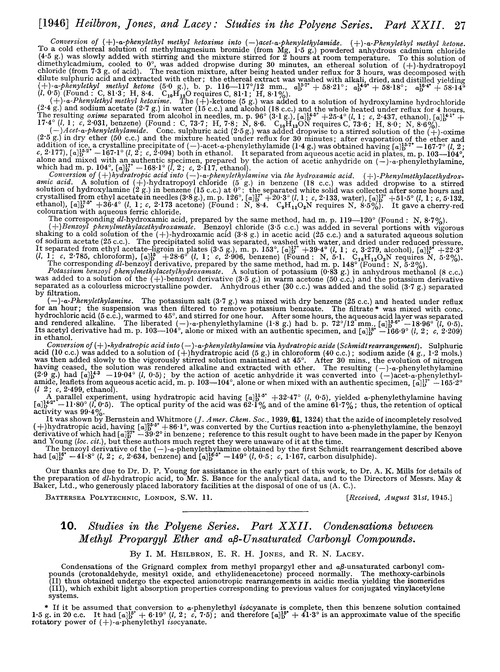 10. Studies in the polyene series. Part XXII. Condensations between methyl propargyl ether and αβ-unsaturated carbonyl compounds