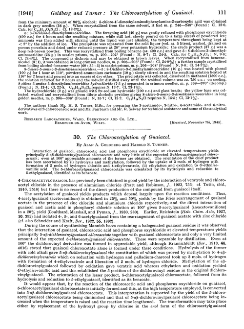 30. The chloroacetylation of guaiacol