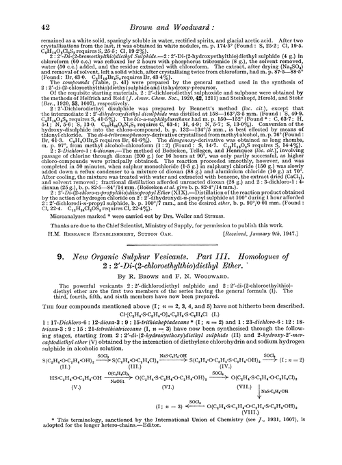 9. New organic sulphur vesicants. Part III. Homologues of 2 : 2′-di-(2-chloroethylthio)diethyl ether