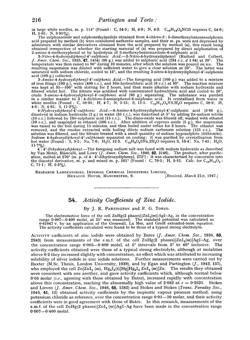 54. Activity coefficients of zinc iodide