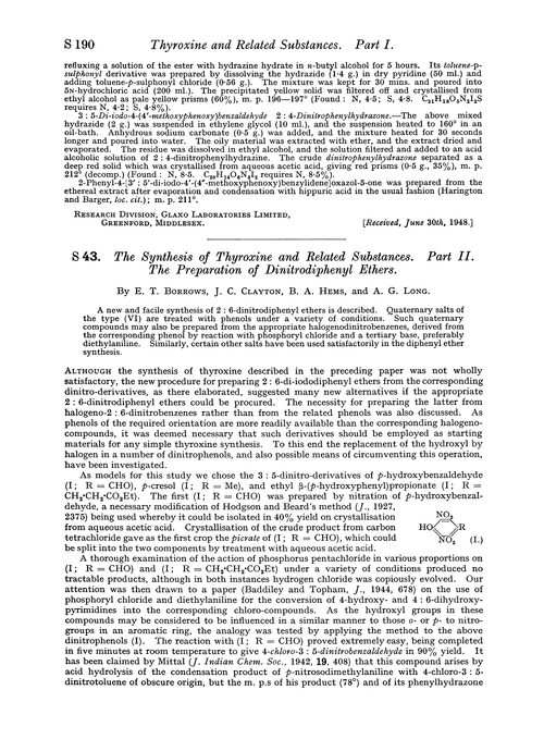 S 43. The synthesis of thyroxine and related substances. Part II. The preparation of dinitrodiphenyl ethers
