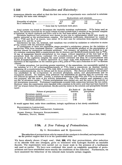 S 54. A new valency of protoactinium