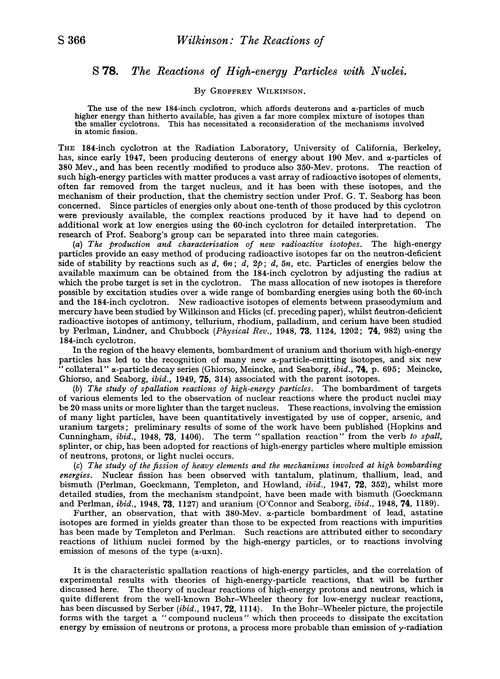 S 78. The reactions of high-energy particles with nuclei