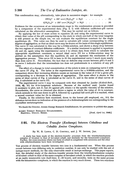 S 81. The electron transfer (exchange) between cobaltous and cobaltic amine complexes