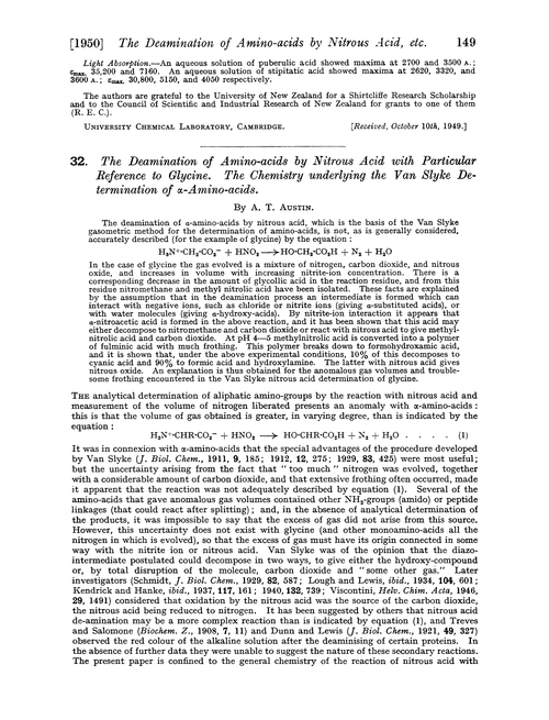 32. The deamination of amino-acids by nitrous acid with particular reference to glycine. The chemistry underlying the Van Slyke determination of α-amino-acids