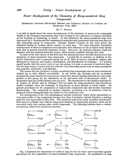 Newer developments of the chemistry of many-membered ring compounds