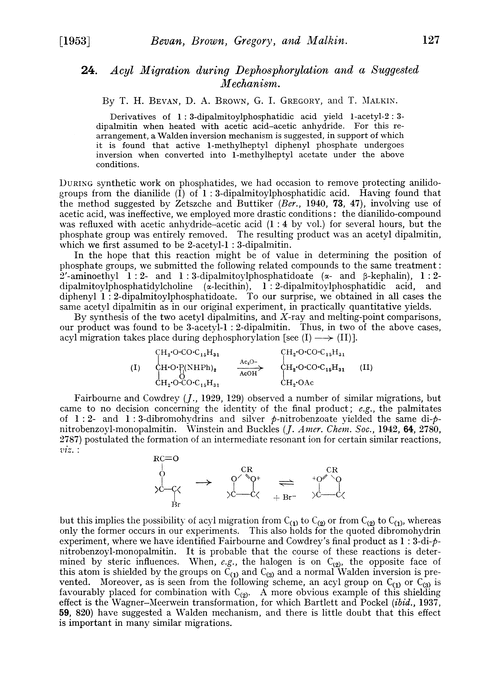 24. Acyl migration during dephosphorylation and a suggested mechanism