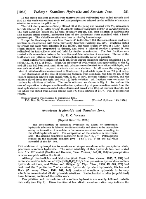 Scandium hydroxide and scandate ions