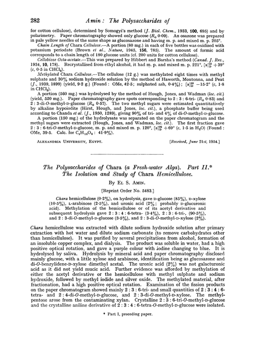 The polysaccharides of chara(a fresh-water alga). Part II. The isolation and study of chara hemicellulose