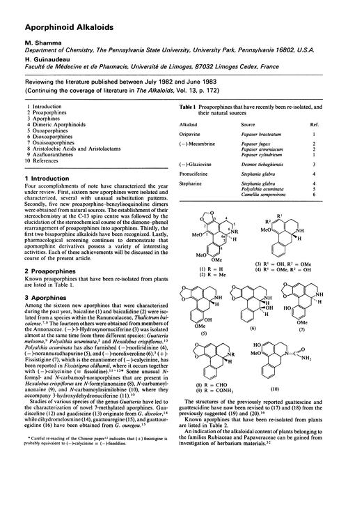 Aporphinoid alkaloids