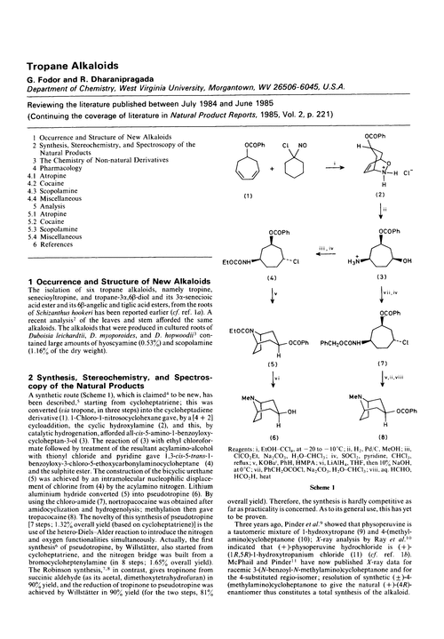 Tropane alkaloids
