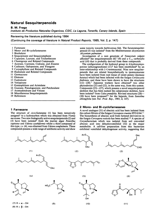 Natural sesquiterpenoids