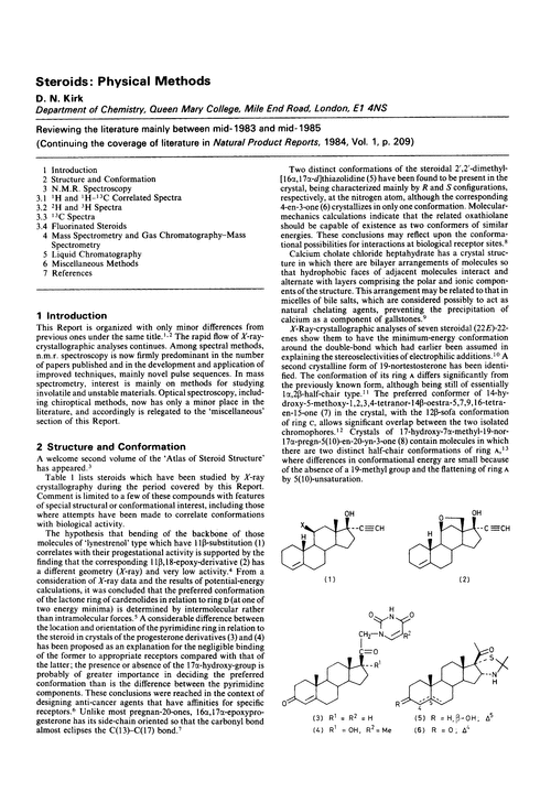Steroids: physical methods
