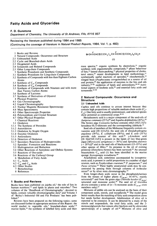 Fatty acids and glycerides