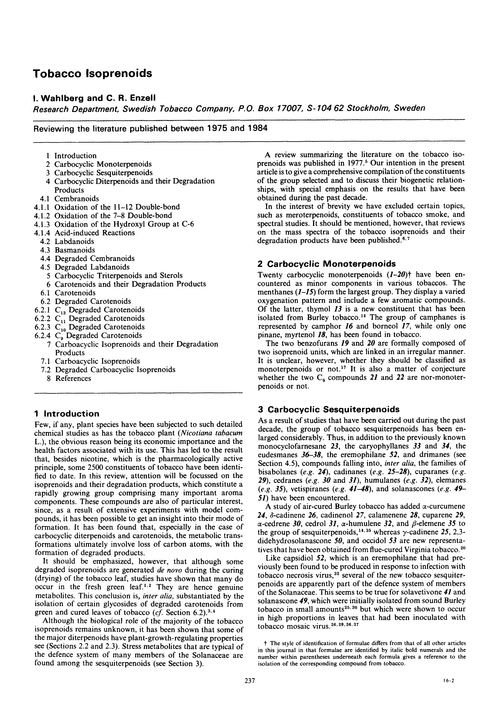 Tobacco isoprenoids
