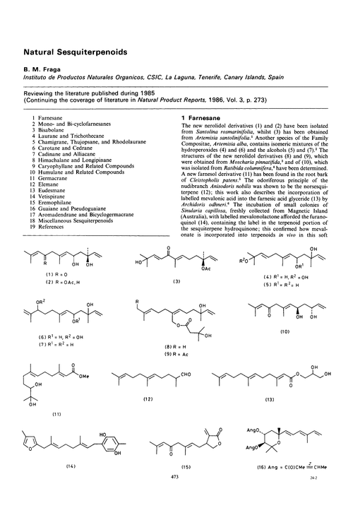 Natural sesquiterpenoids