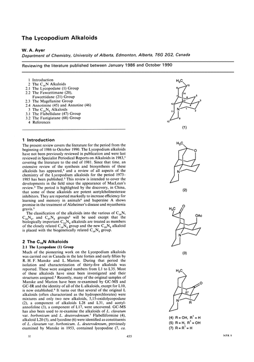 The lycopodium alkaloids