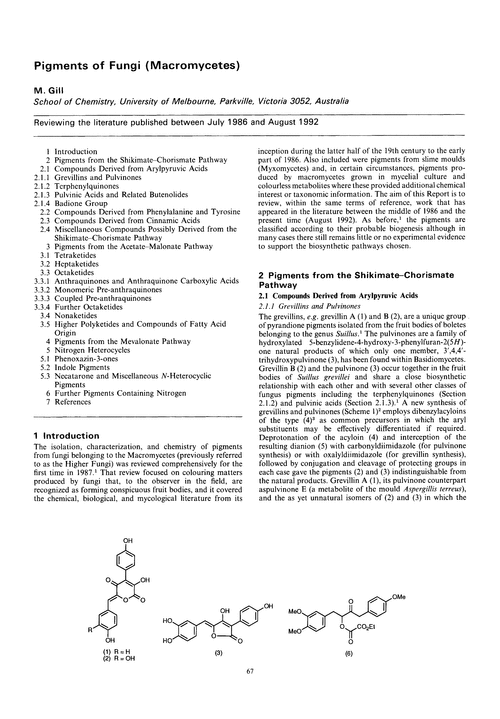 Pigments of fungi (macromycetes)