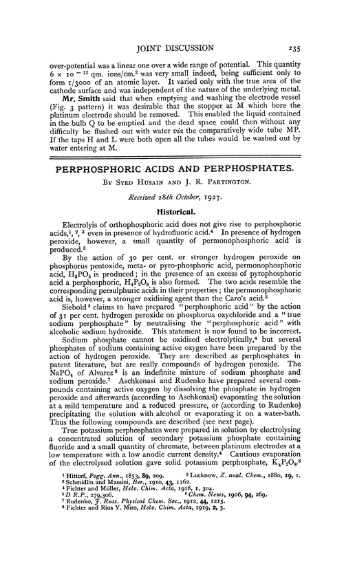 Perphosphoric acids and perphosphates