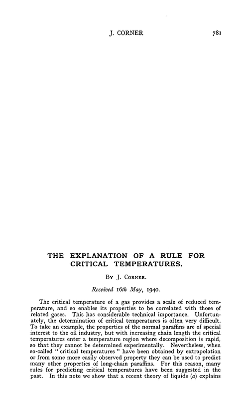 The explanation of a rule for critical temperatures