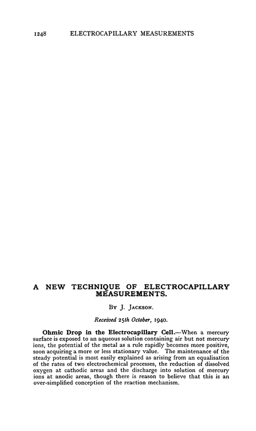 A new technique of electrocapillary measurements