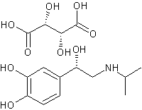 (S)-(+)-异丙基肾上腺素(L)-(+)酒石酸氢盐结构式