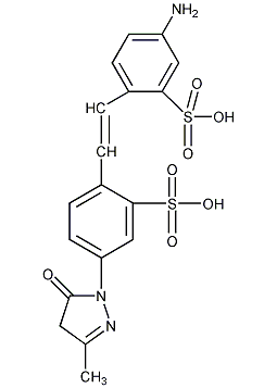 5-氨基-2-[2-[4-(4,5-二氢-3-甲基-5-氧代-1H-吡唑-1-基)-2-磺苯基]乙烯基]-苯磺酸结构式